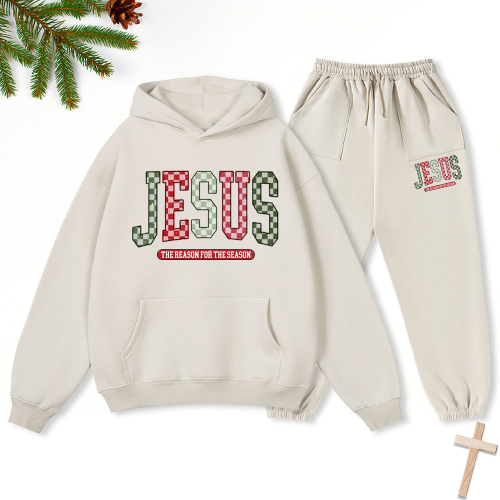 Jesus Christian Christmas Premium Fleece Hoodie Set