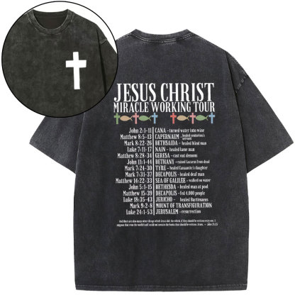 Jesus Chrsit Miracle Worship Tour Christian Washed T-Shirt