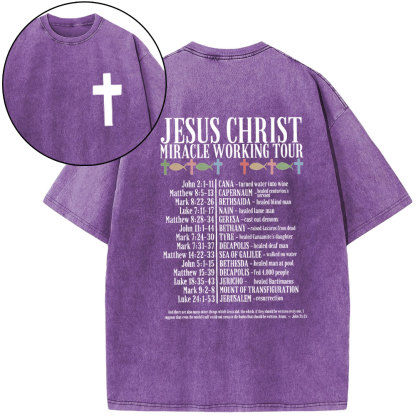 Jesus Chrsit Miracle Worship Tour Christian Washed T-Shirt