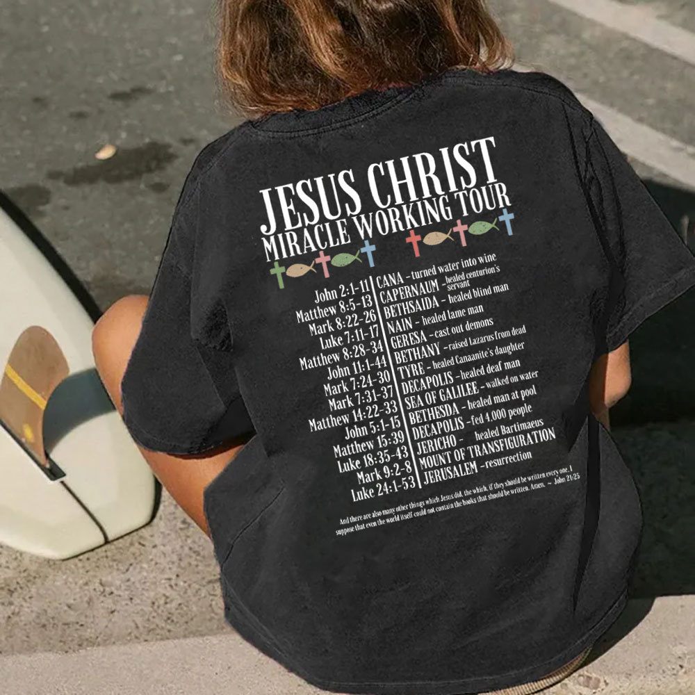 Jesus Chrsit Miracle Worship Tour Christian Washed T-Shirt