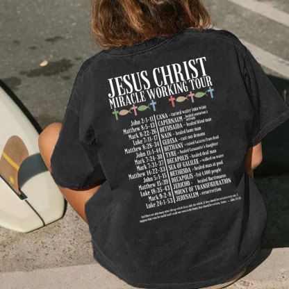 Jesus Chrsit Miracle Worship Tour Christian Washed T-Shirt