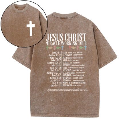 Jesus Chrsit Miracle Worship Tour Christian Washed T-Shirt