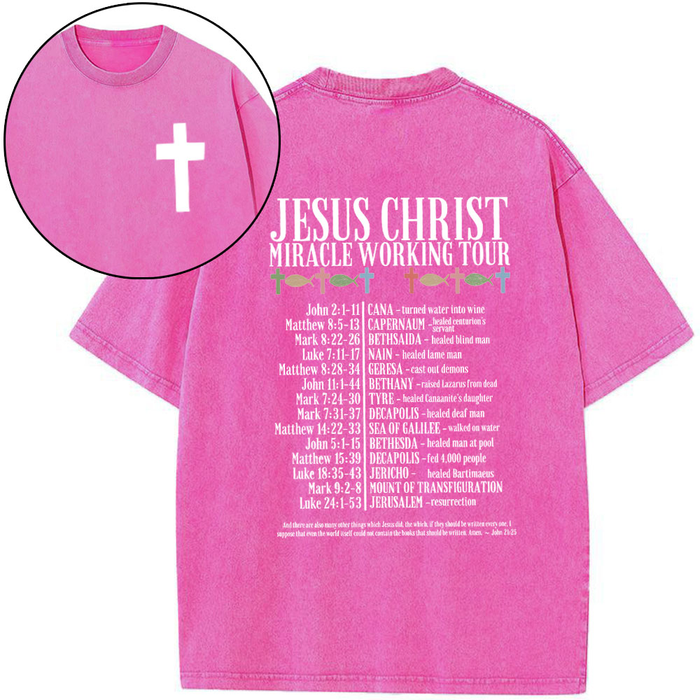 Jesus Chrsit Miracle Worship Tour Christian Washed T-Shirt