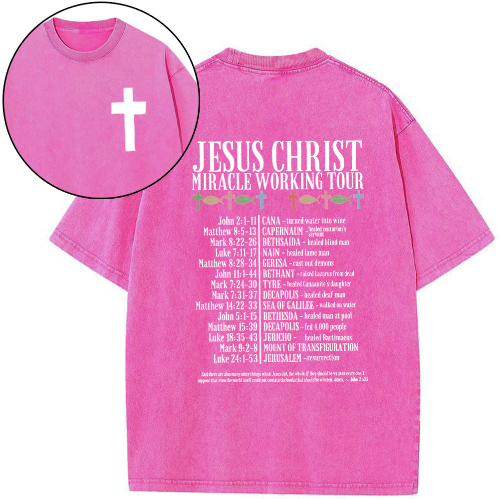 Jesus Chrsit Miracle Worship Tour Christian Washed T-Shirt