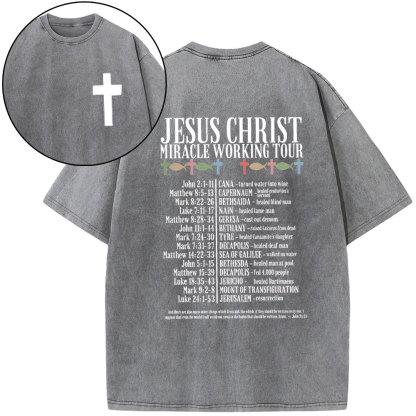 Jesus Chrsit Miracle Worship Tour Christian Washed T-Shirt