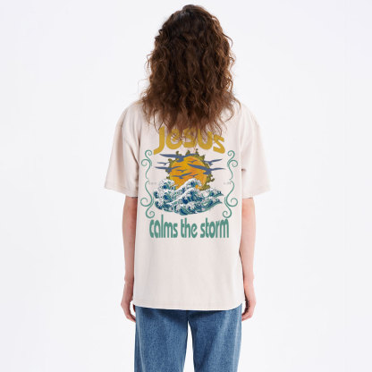 Jesus Clams The Storm Christian Washed T-Shirt
