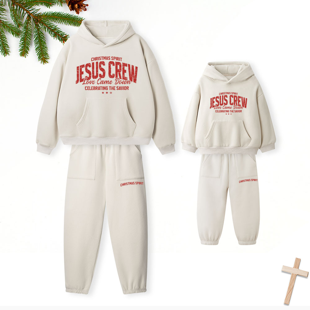 Jesus Crew Christian Christmas Premium Matching Fleece Hoodie Set