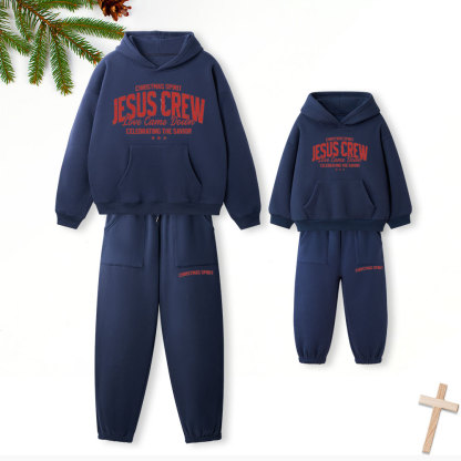 Jesus Crew Christian Christmas Premium Matching Fleece Hoodie Set