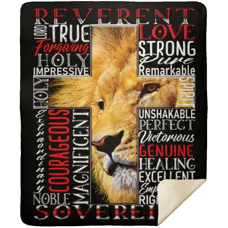 Jesus Cross And Lion Christian Blanket