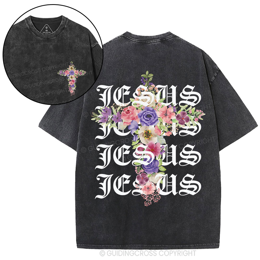Jesus Cross Christian Washed T-Shirt