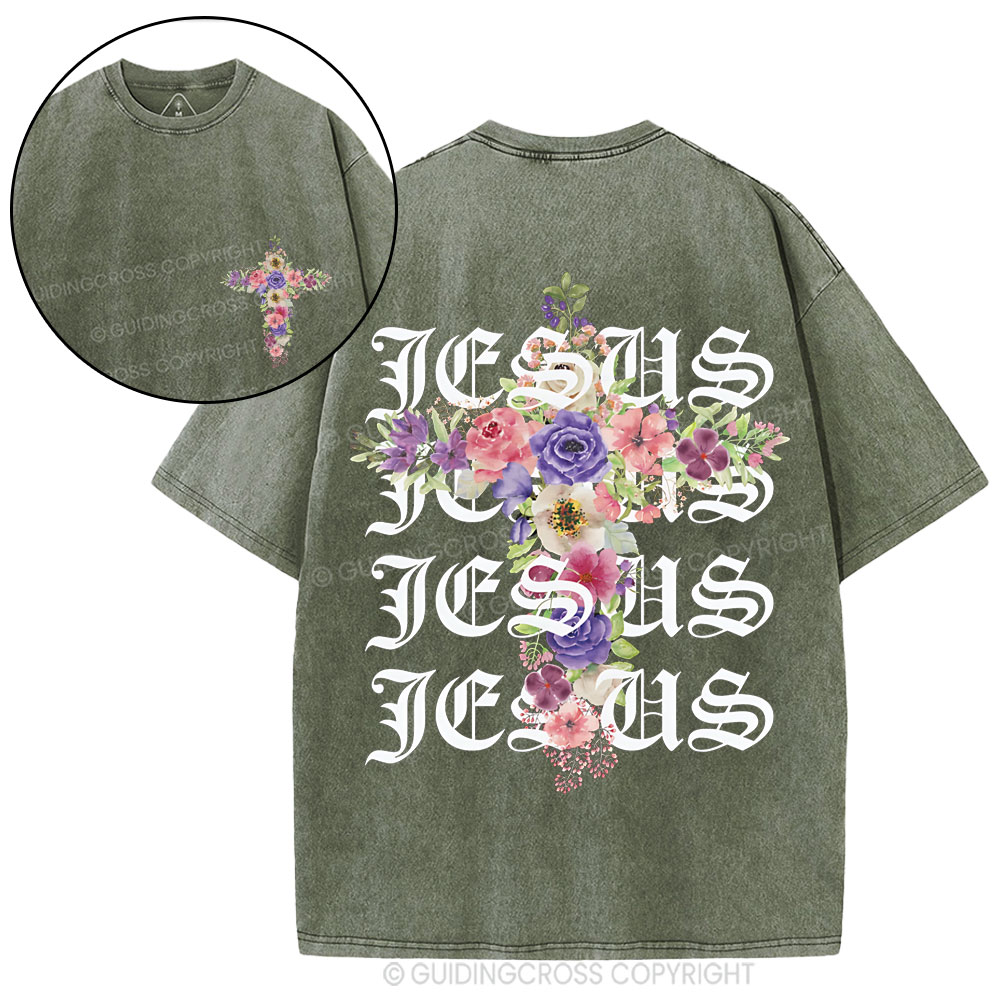 Jesus Cross Christian Washed T-Shirt