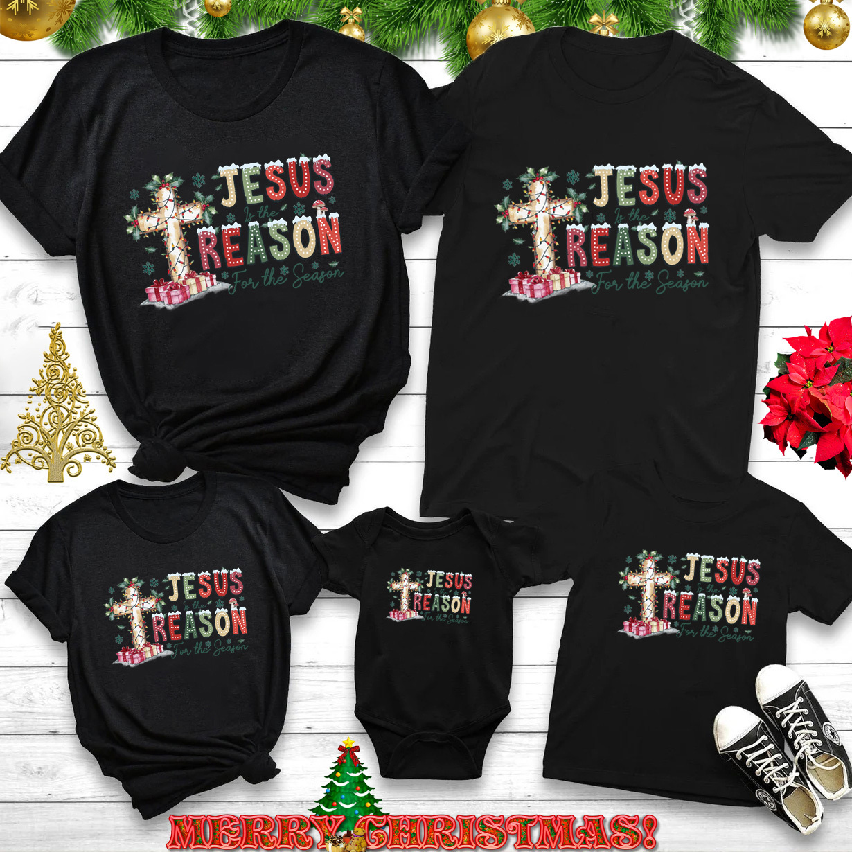 Jesus Cross Christmas Family Matching Shirts