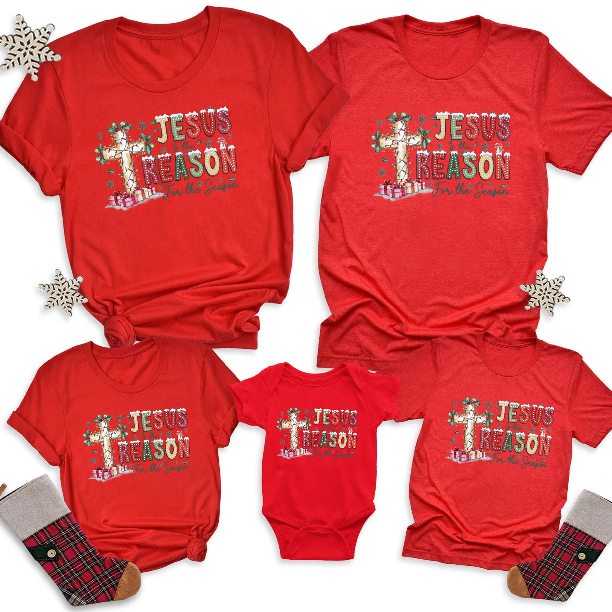 Jesus Cross Christmas Family Matching Shirts