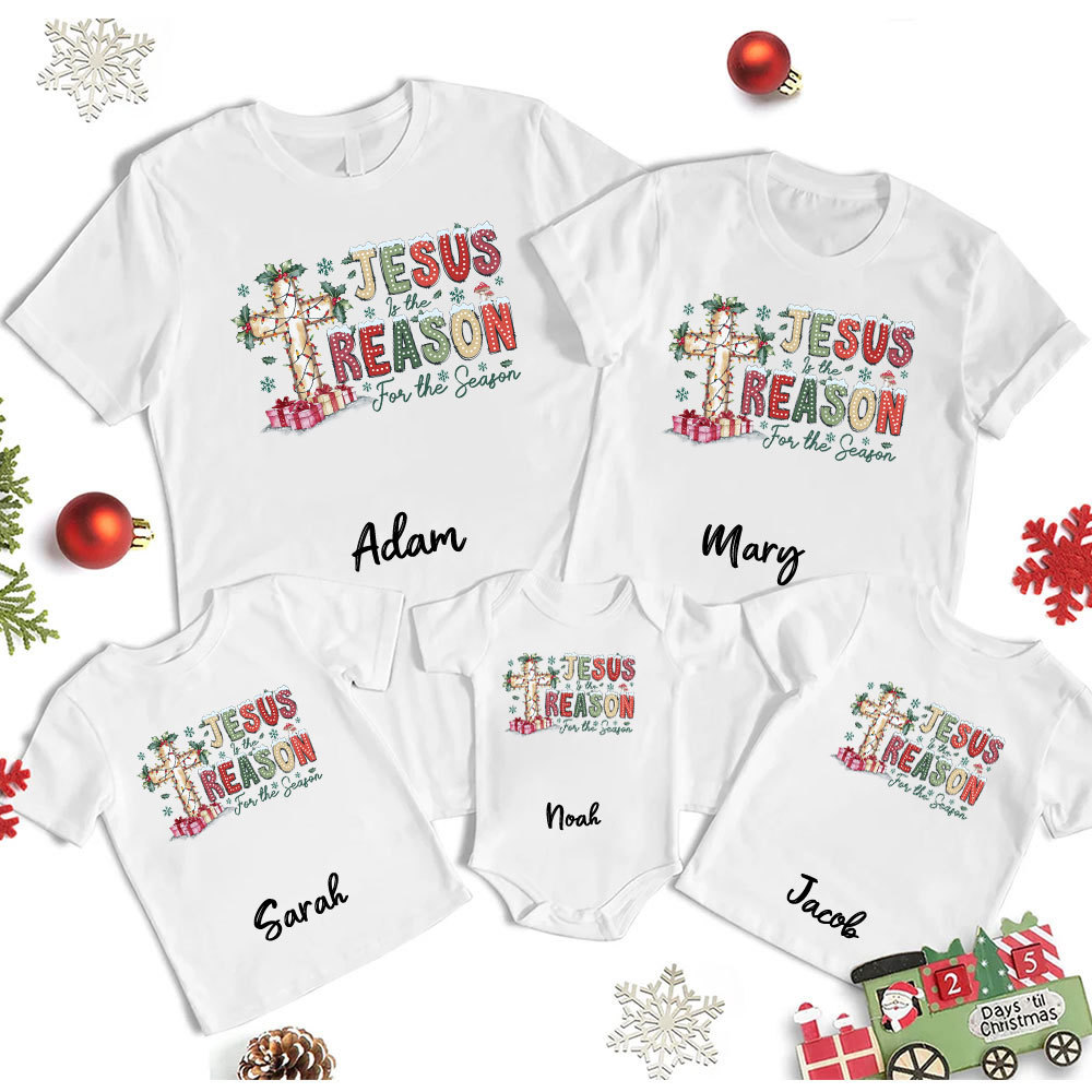 Personalized Jesus Cross Christmas Family Matching Shirts