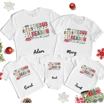 Personalized Jesus Cross Christmas Family Matching Shirts
