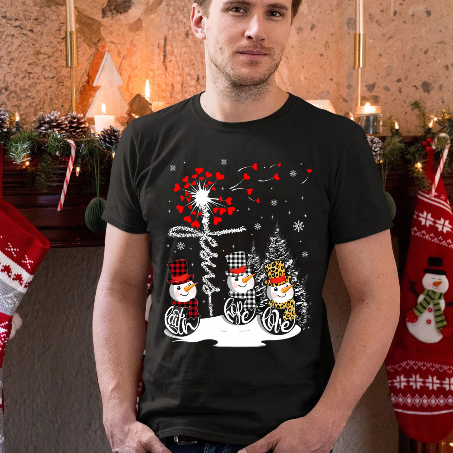 Jesus Cross Snowman Christian T-Shirt