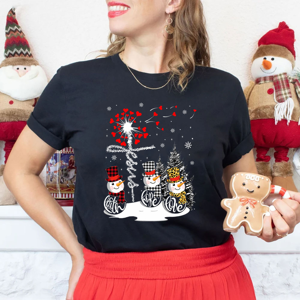 Jesus Cross Snowman Christian T-Shirt