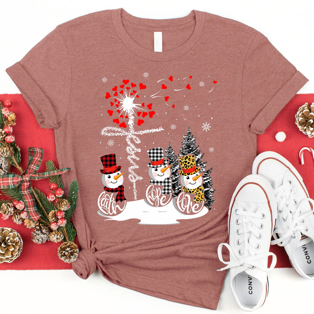 Jesus Cross Snowman Christian T-Shirt