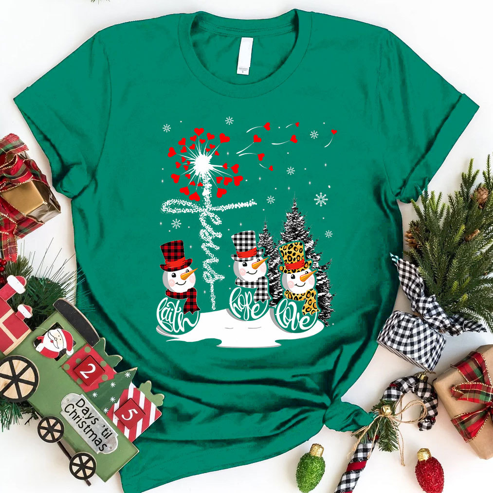 Jesus Cross Snowman Christian T-Shirt