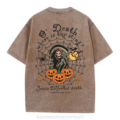 Jesus Defeated Death Christian Washed T-Shirt