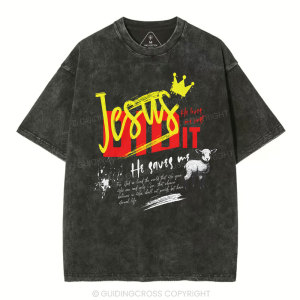 Image of Jesus Did It Chirstian Washed T-Shirt