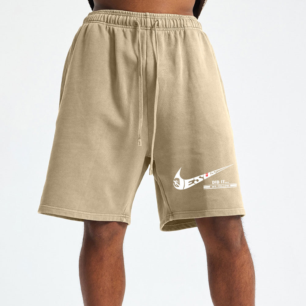 Jesus Did It Christian Washed Shorts
