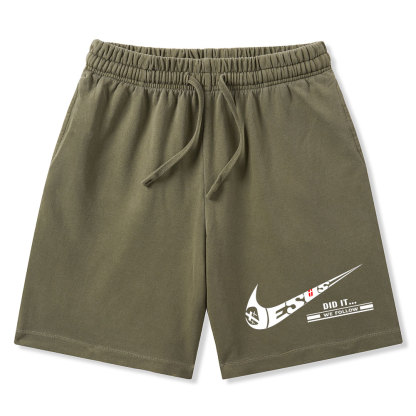 Jesus Did It Christian Washed Shorts