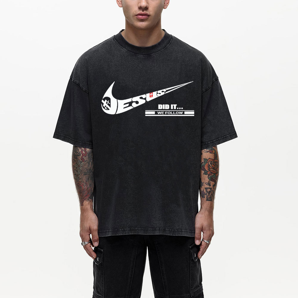 Jesus Did It Christian Washed T-Shirt