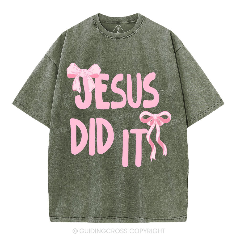 Jesus Did It Christian Washed T-Shirt