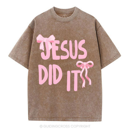 Jesus Did It Christian Washed T-Shirt