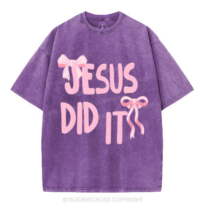 Jesus Did It Christian Washed T-Shirt