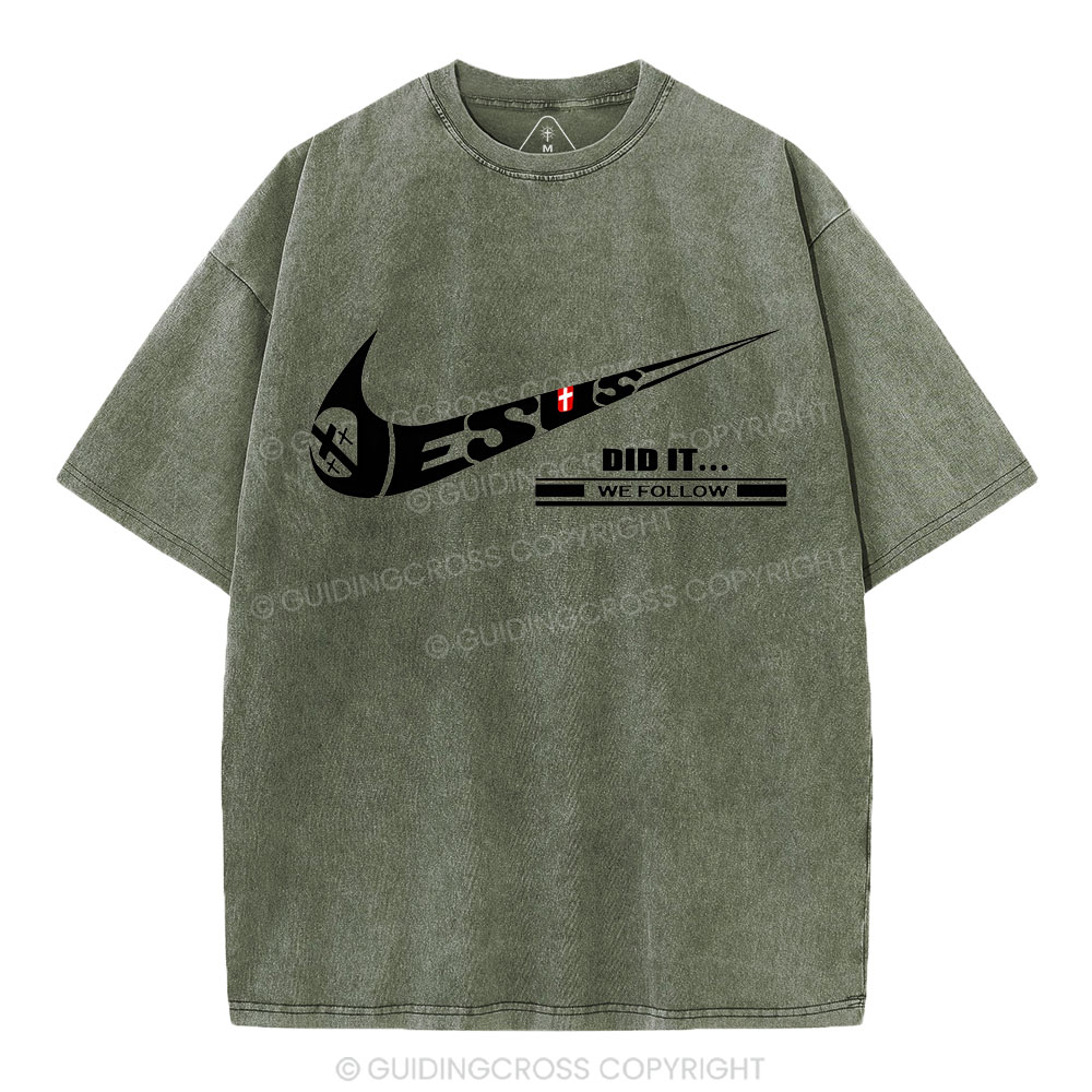Jesus Did It Christian Washed T-Shirt