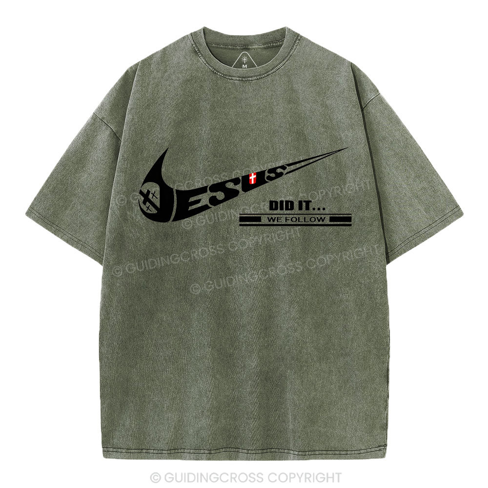 Jesus Did It Christian Washed T-Shirt