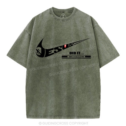 Jesus Did It Christian Washed T-Shirt