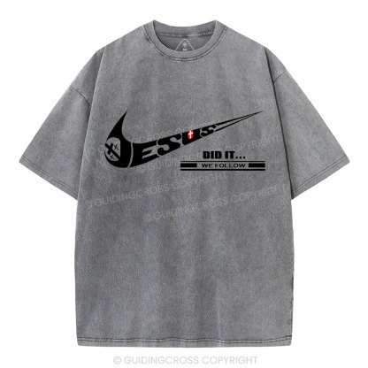Jesus Did It Christian Washed T-Shirt
