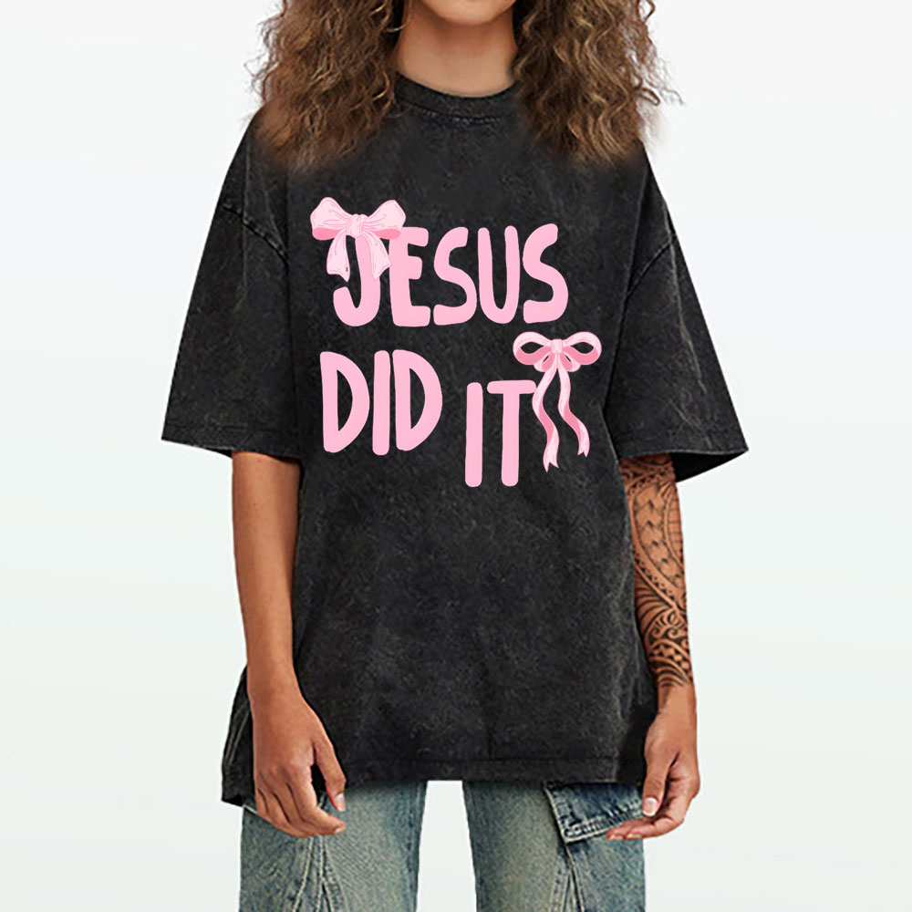 Jesus Did It Christian Washed T-Shirt