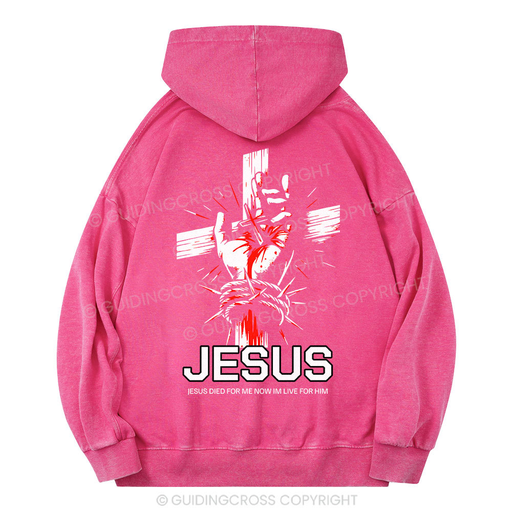 Jesus Died For Me Cross Christian Washed Hoodie