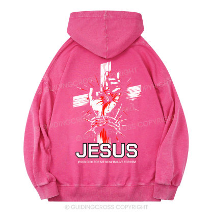 Jesus Died For Me Cross Christian Washed Hoodie