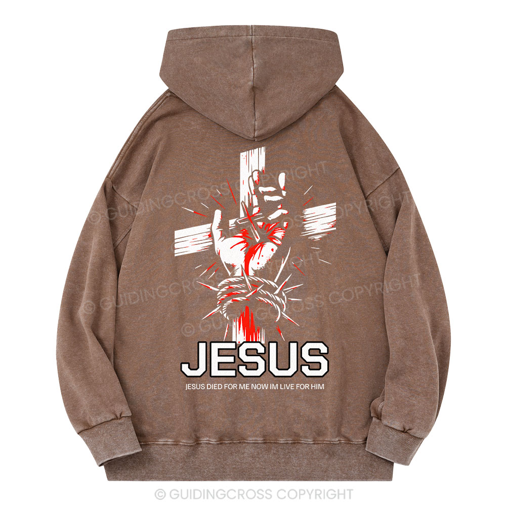 Jesus Died For Me Cross Christian Washed Hoodie