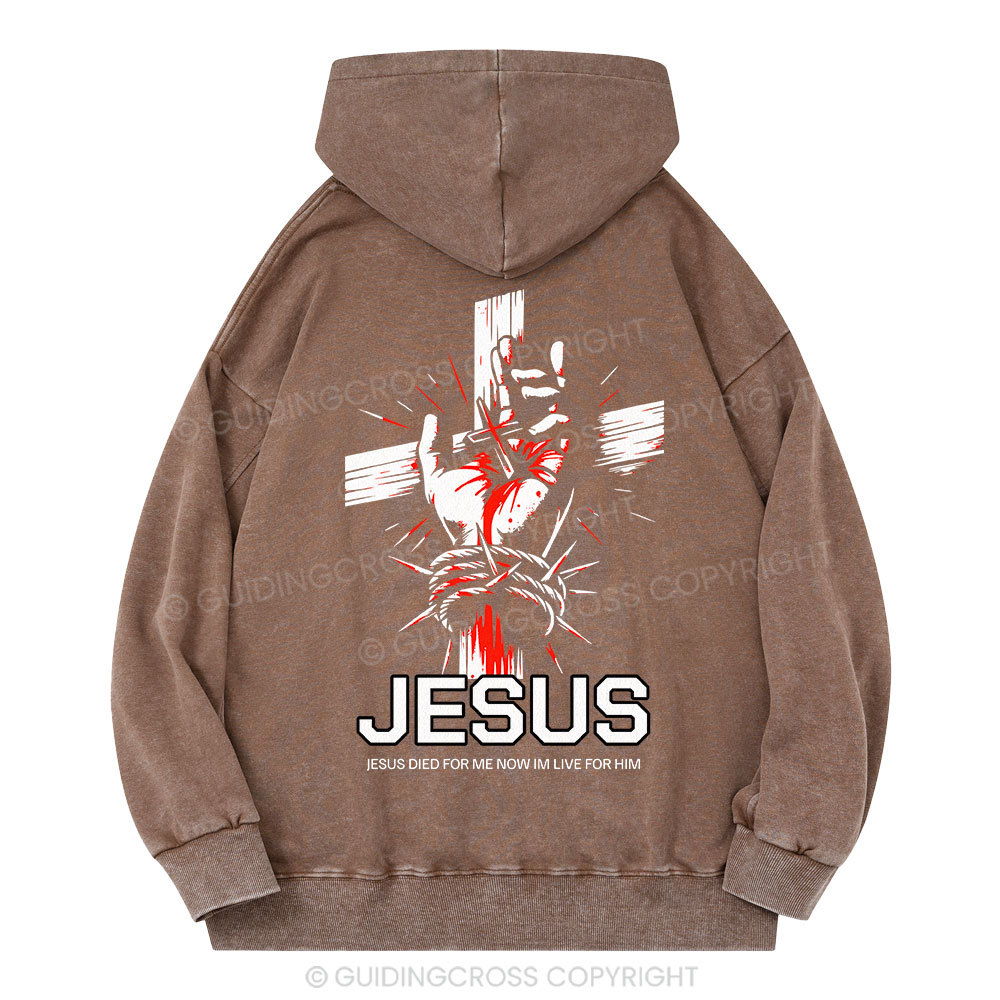Jesus Died For Me Cross Christian Washed Hoodie