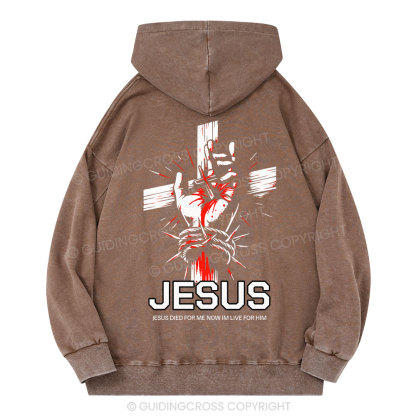 Jesus Died For Me Cross Christian Washed Hoodie