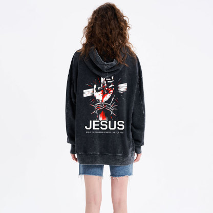 Jesus Died For Me Cross Christian Washed Hoodie