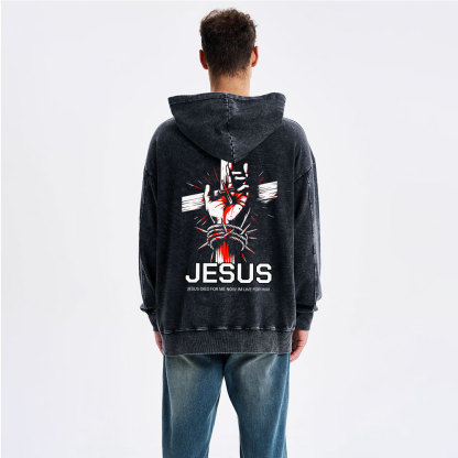 Jesus Died For Me Cross Christian Washed Hoodie
