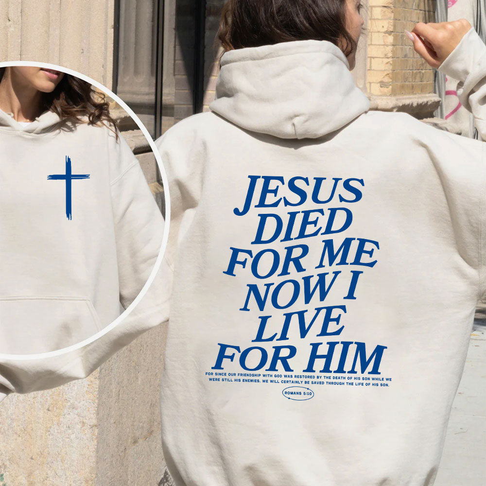 Jesus Died For Me Now I Live For Him Christian Fleece Hoodie Set