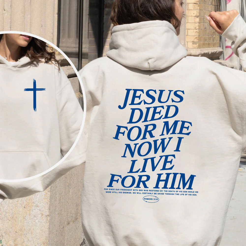 Jesus Died For Me Now I Live For Him Christian Fleece Hoodie Set