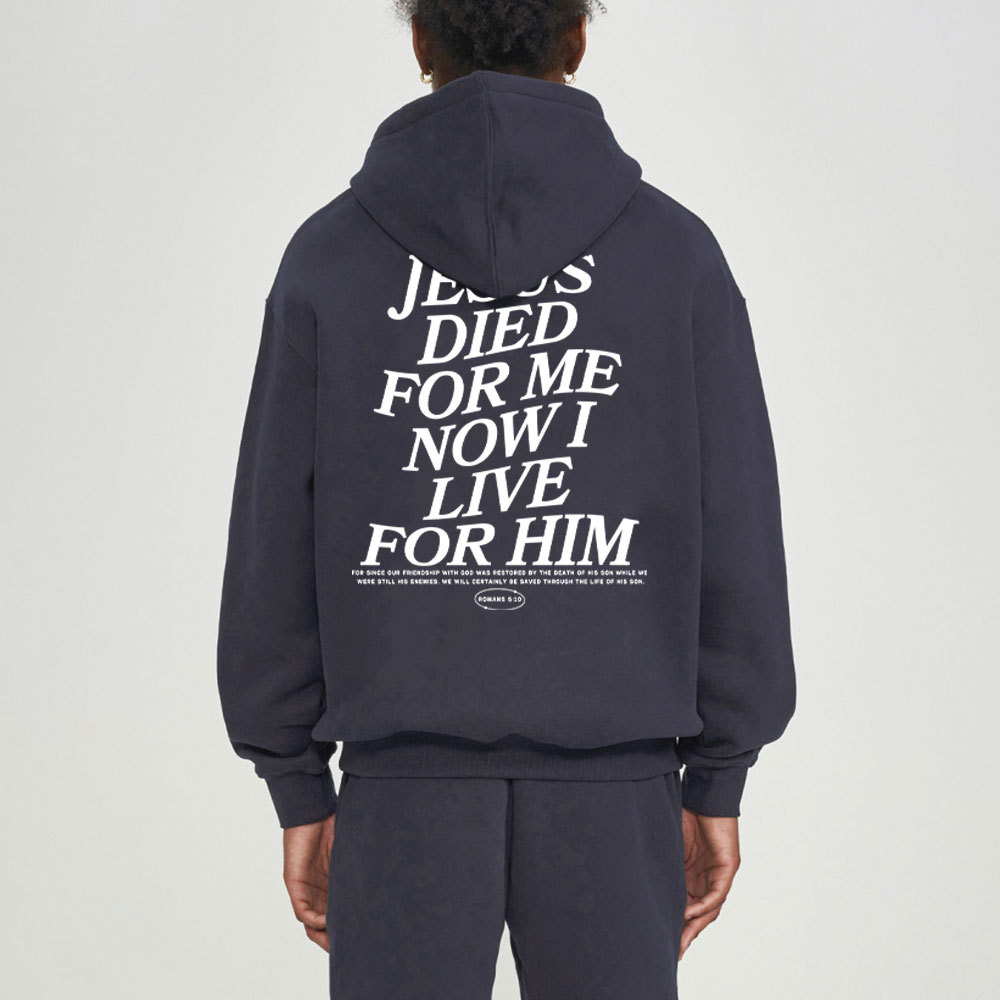 Jesus Died For Me Now I Live For Him Christian Fleece Hoodie Set