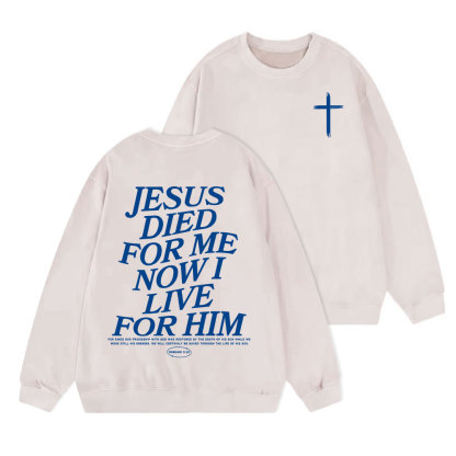 Jesus Died For Me Now I Live For Him Christian Washed Sweatshirt