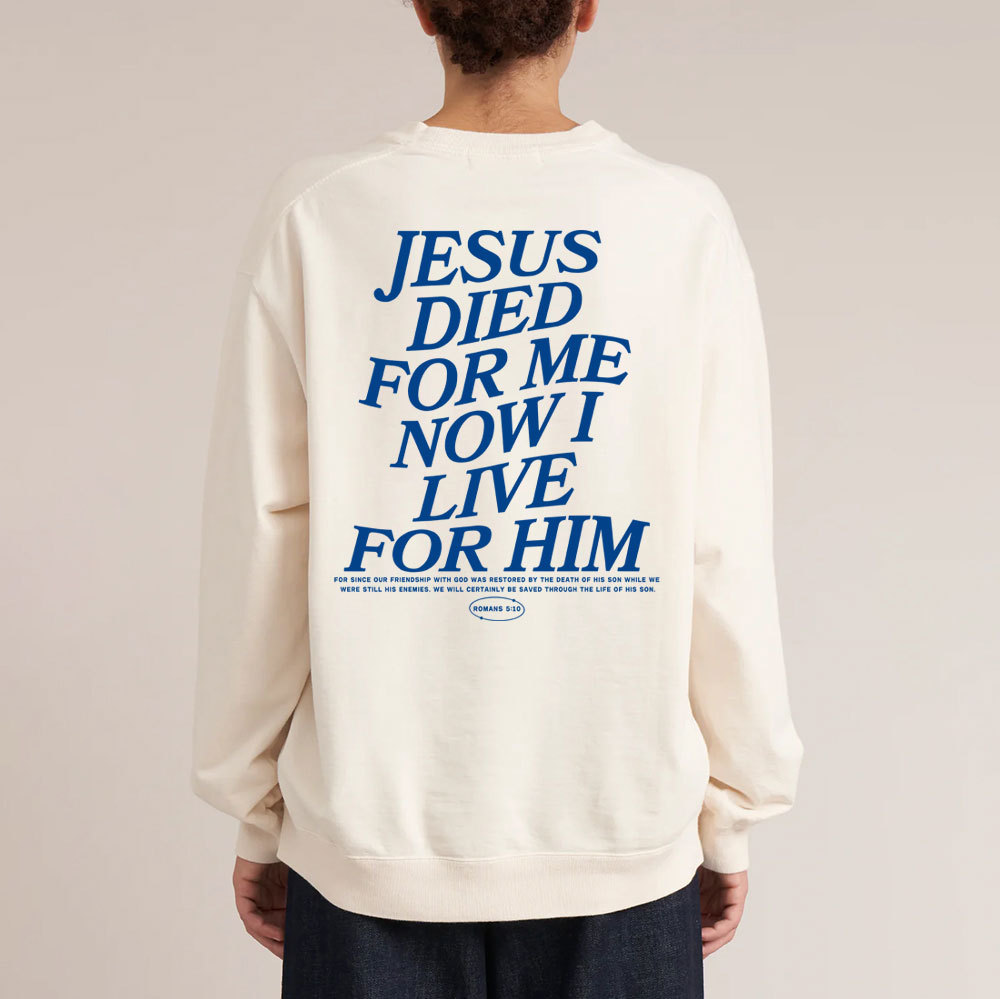 Jesus Died For Me Now I Live For Him Christian Washed Sweatshirt