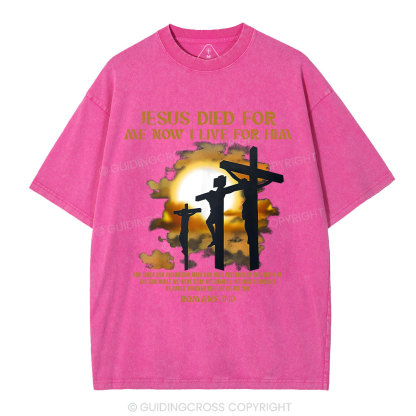 Jesus Died For Me Now I Live For Him Christian Washed T-Shirt