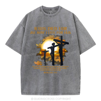 Jesus Died For Me Now I Live For Him Christian Washed T-Shirt